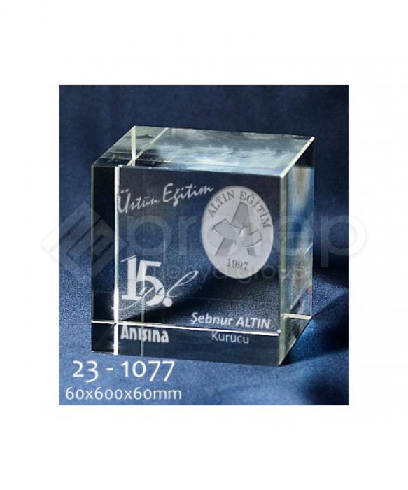 3D Kristal Hediye Ürünler - Küp 60x60x60 mm