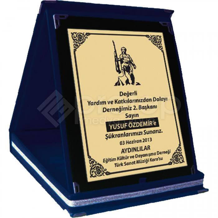 Kadife Askeri Plaket Lacivert 12x16 cm