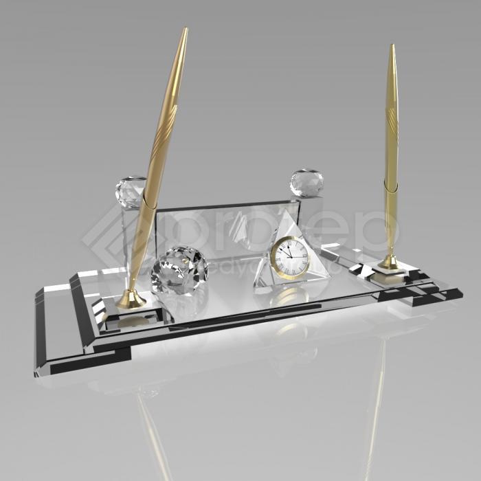 Kristal Masa İsimliği - Şeffaf Cam 15X36 cm