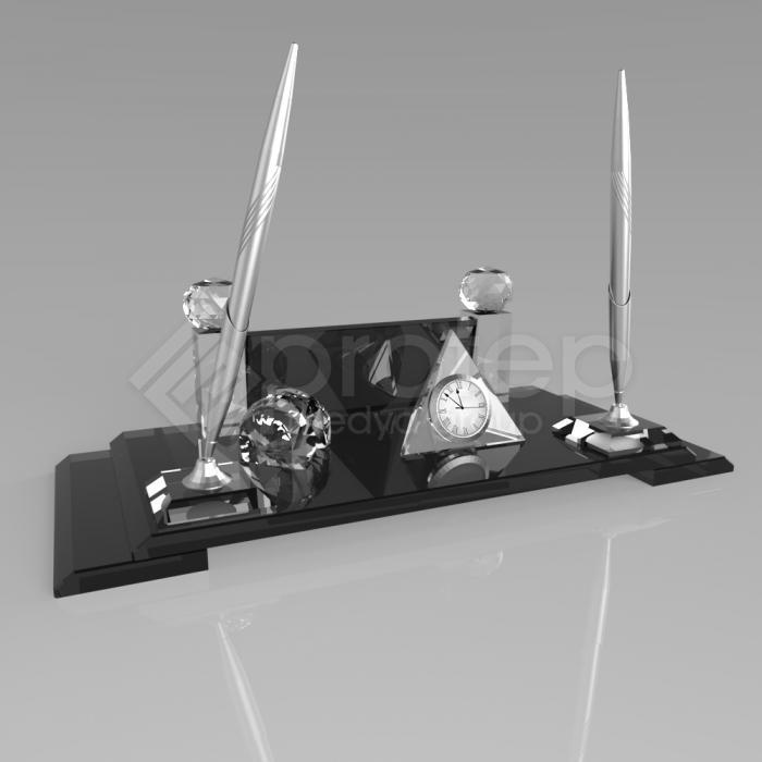 Kristal Masa İsimliği - Siyah Cam 15X36 cm