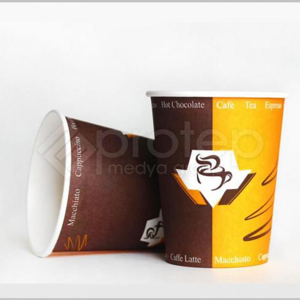 Ofset Logo Baskılı 8 oz Karton Bardak