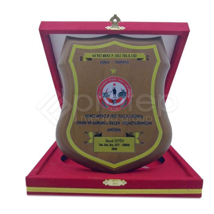 AHŞAP KALKAN UV BASKILI ASKERİ PLAKET