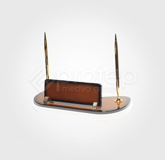 Ahşap Kahverengi Beyaz Masa İsimliği - 6062