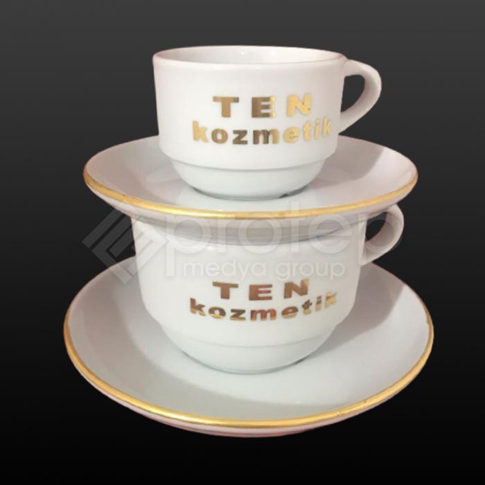 ALTIN YALDIZLI BASKILI KAHVE, ÇAY VE NESCAFE FİNCANI - KNÇ-04