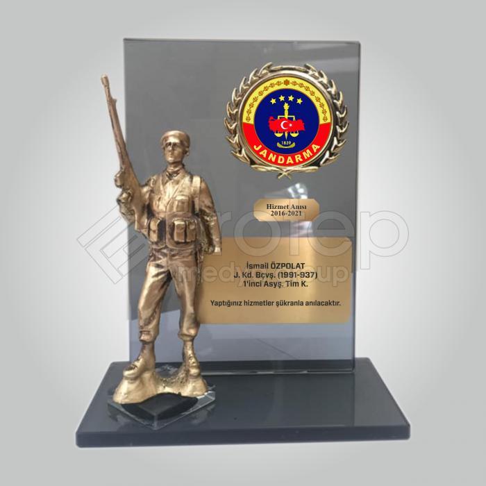 Komando Figürlü Askeri Jandarma Hizmet Anısı Plaket