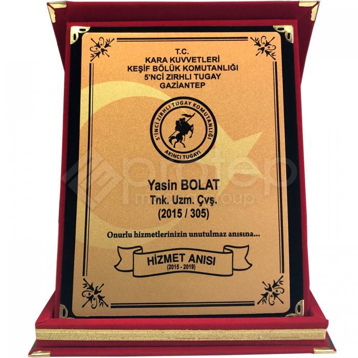 Kırmızı Askeri Hizmet Anısı Ekonomik Albüm Plaket - 12x16 cm