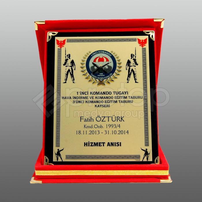 Askerler İçin Hizmet Anısı Kadife Albüm Plaket  - 15x20