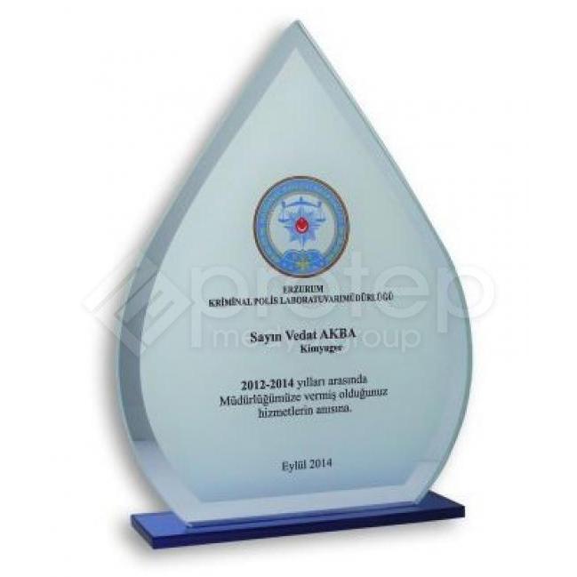 Cam Aynalı Kristal Plaket Damla