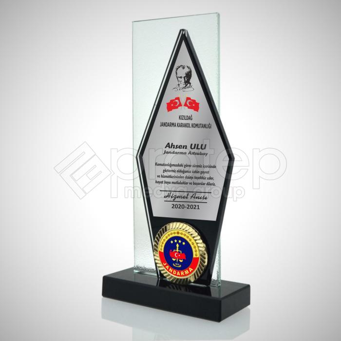 Askeri Hizmet Anısı Anıt Madalyalı Kristal Plaket ŞLT-125