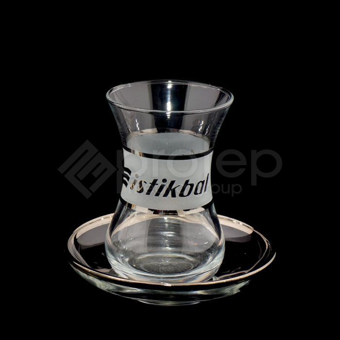 Gümüş Kumlama Logolu Çay Bardağı (Tabak Hariç)