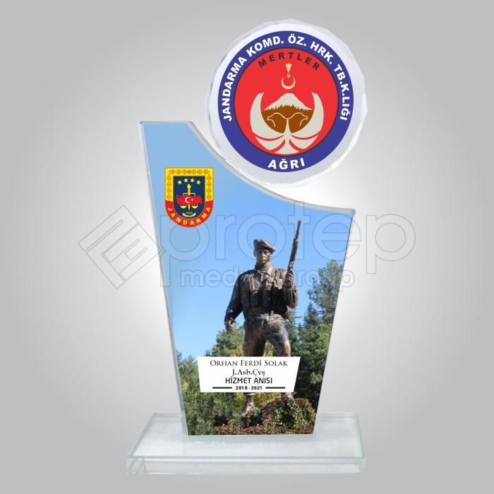 Jandarma Askeri Hizmet Anısı Kristal Plaket ŞLT-113