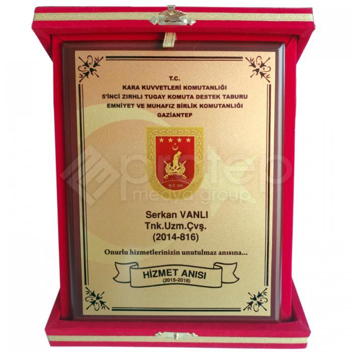 Kırmızı Kadife Kutulu Askeri Ahşaplı Albüm Plaket