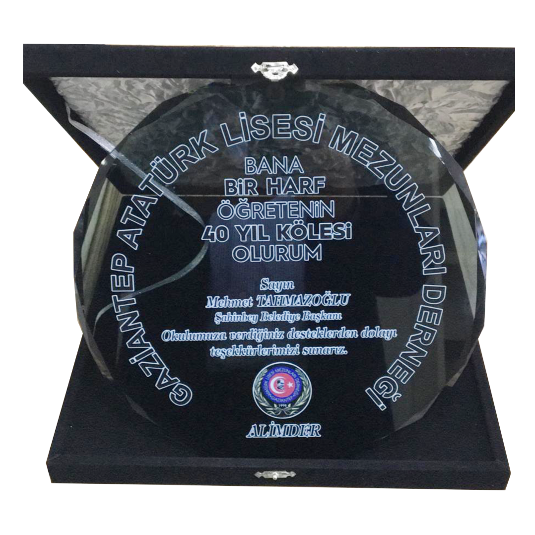 KADİFE KUTULU CAM TABAK PLAKET