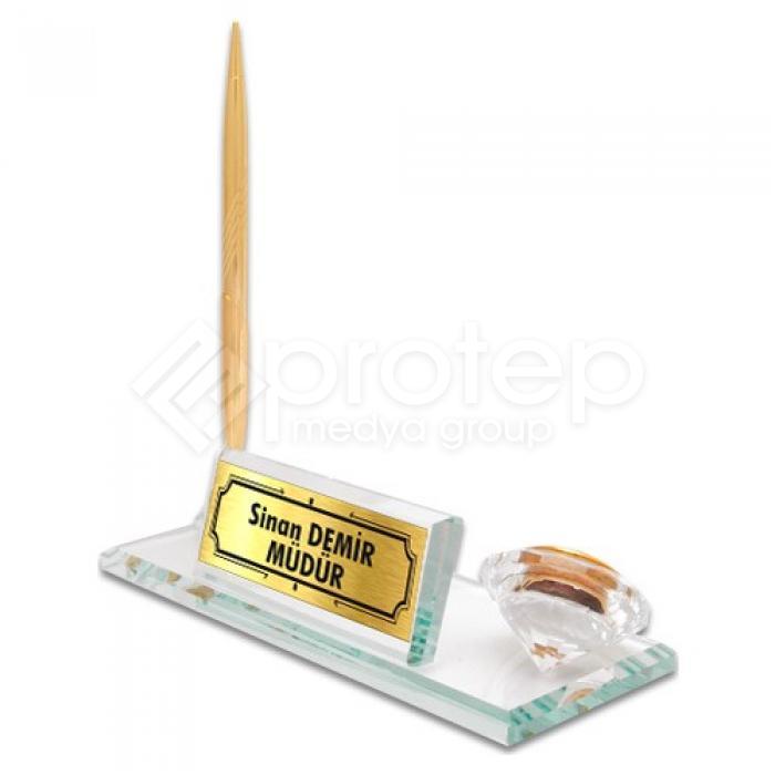 Kristal Gold Kaliteli Masa İsimliği  - 10x22 cm