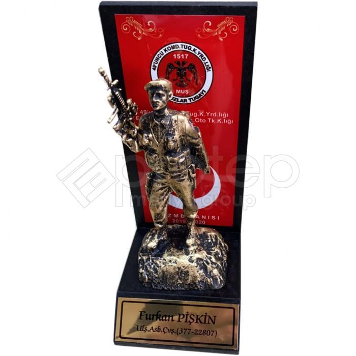 Asker Komando Figürlü Ziyaret Anısı Plaket Şilt
