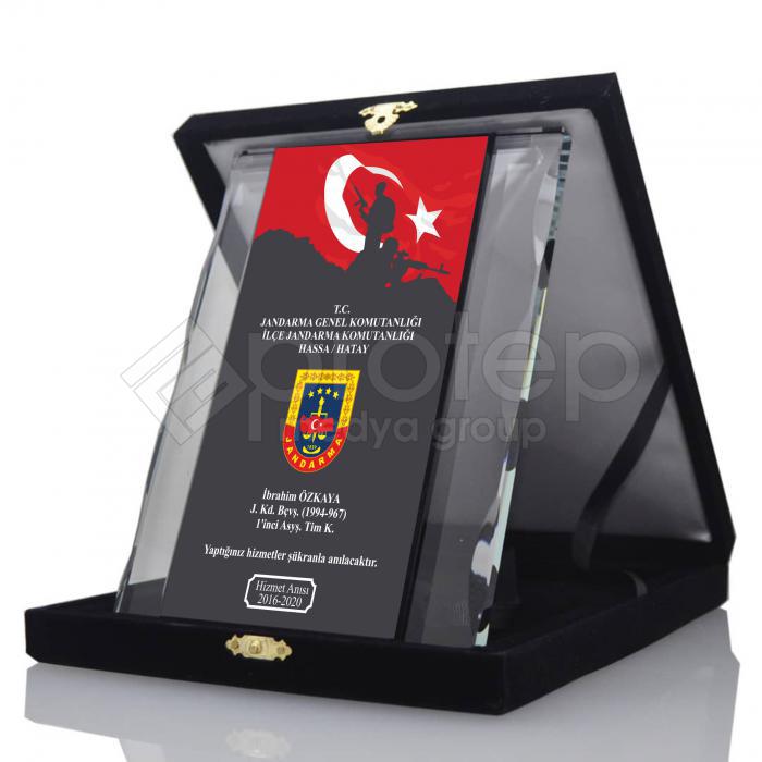 Askeri Jandarma Hizmet Anısı Kristal Plaket ŞLT-100