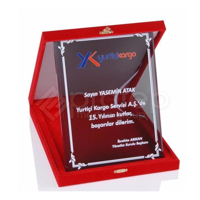 Kadife Kutulu Plaket Kristal Plaket PB-345 B
