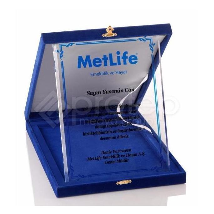 Kadife Kutulu Plaket Kristal Plaket PB-344 B