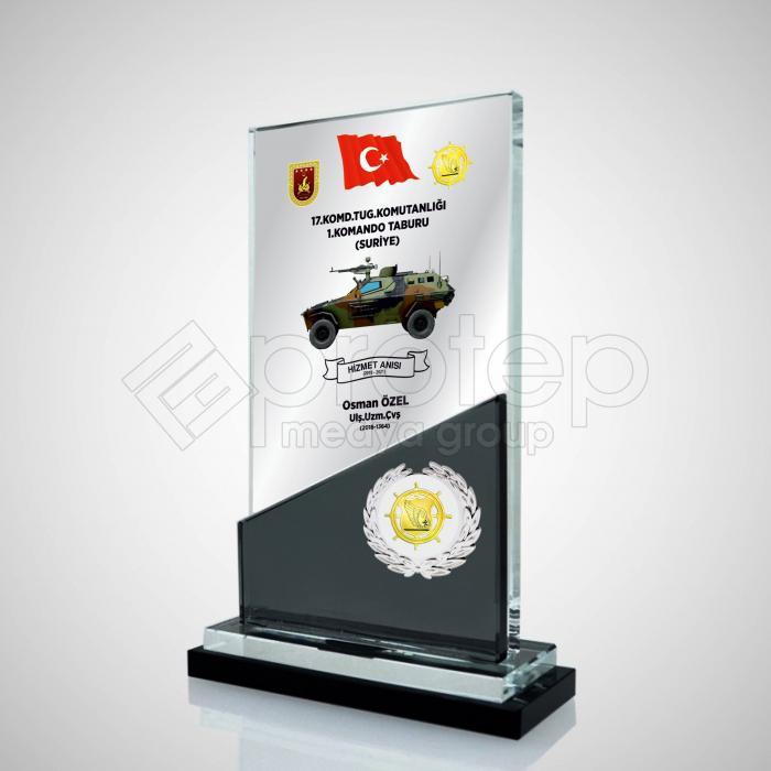 Kristal Cam Komando Uzman Çavuş  Hizmet Anısı Plaket