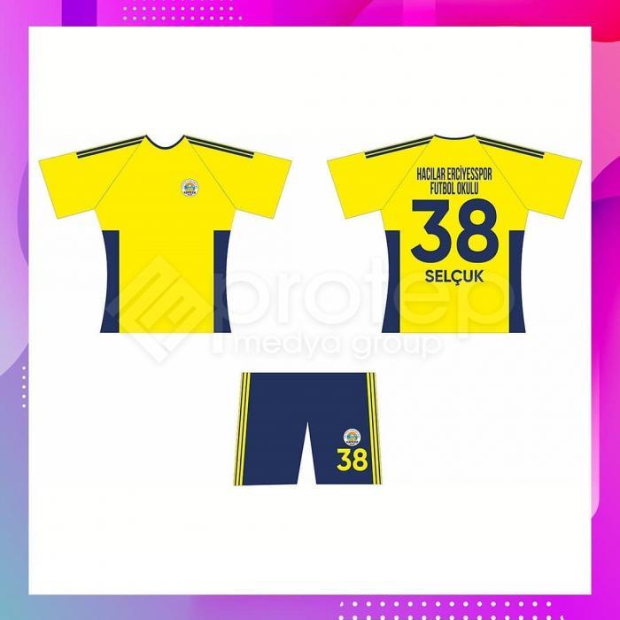 Futbol Okulu Takım Forma ve Şort (Sarı, Lacivert)