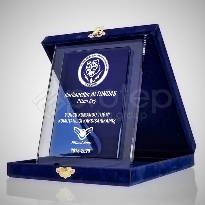 Komando Hizmet Anısı Albüm Dikey Kristal Plaket