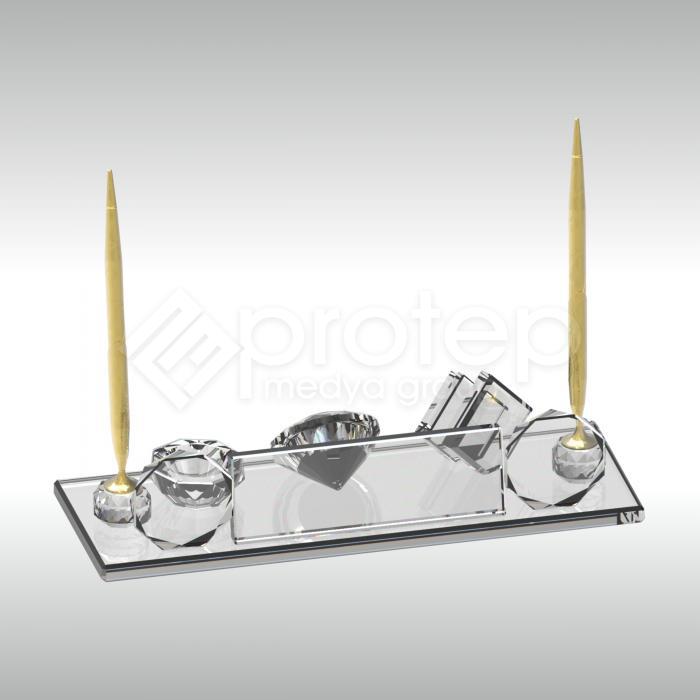 Kristal Masa İsimliği - Şeffaf Cam 11X30 cm