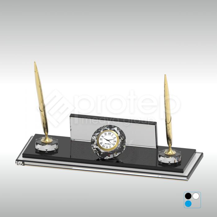 Kristal Masa İsimliği - Şeffaf Siyah Cam 30X11 cm