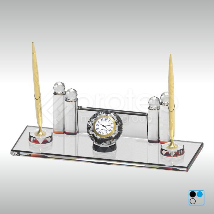 Şeffaf Cam Kristal Masa İsimliği - 11X30 cm