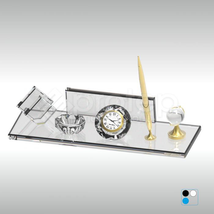 Kristal Masa İsimliği - Siyah Şeffaf Cam 11X33 cm