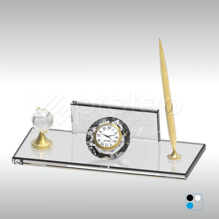 Kristal Masa İsimliği Şeffaf Cam Dünyalı 11x24 cm