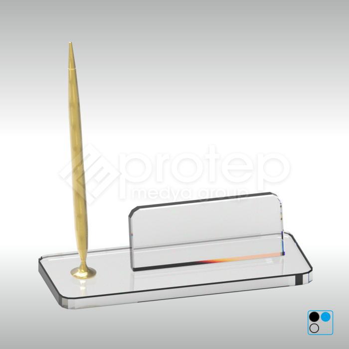Kristal Masa İsimliği - Şeffaf Cam 8X20cm