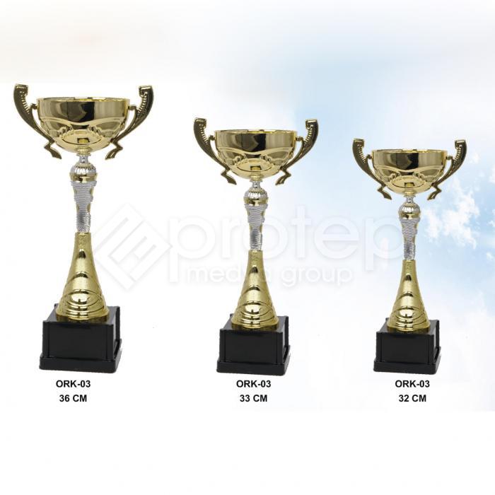 Altın Üçlü Ödül Kupası Set 36-33-32 CM