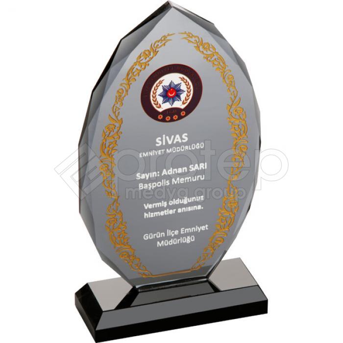 Polis Hizmet Anısı Kristal Plaket ŞLT-205