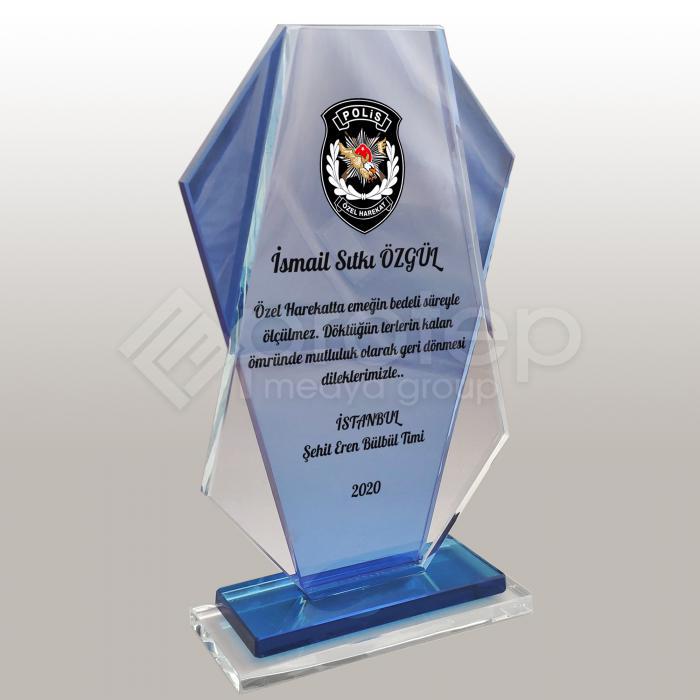 Polis Hizmet Anısı Kristal Plaket ŞLT-204