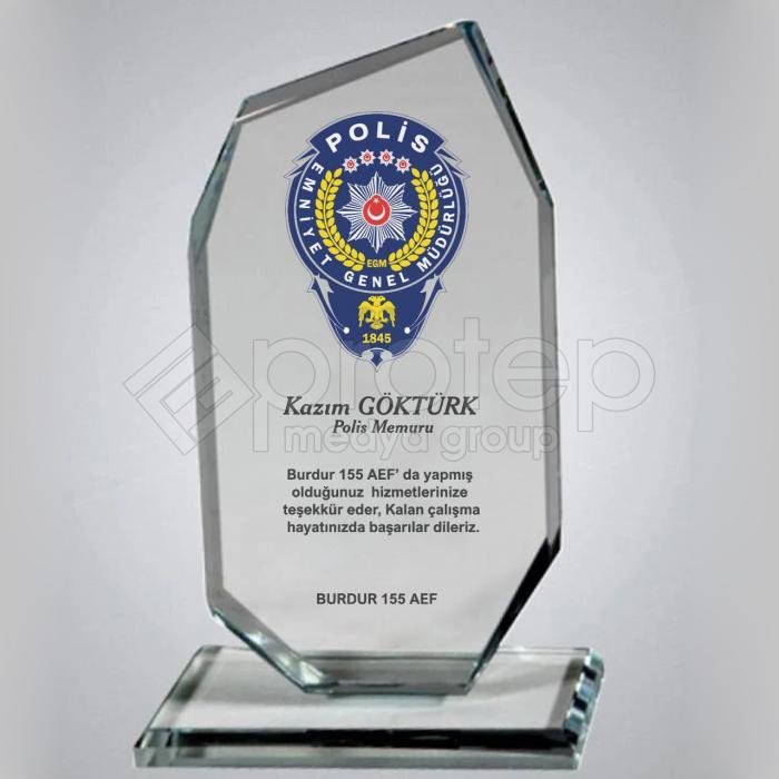 Polis Hizmet Anısı Kristal Plaket ŞLT-208