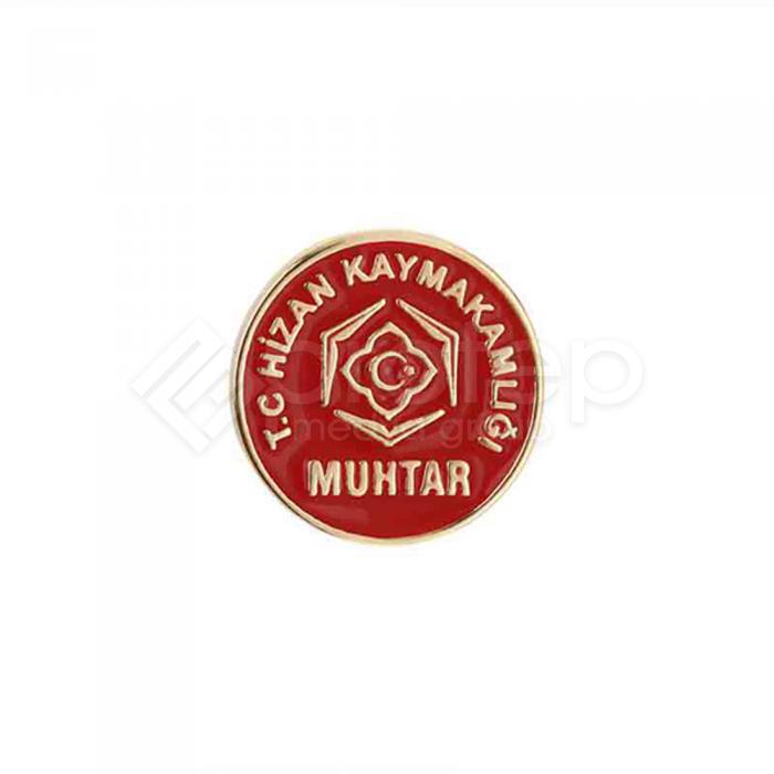 Yuvarlak Gold Mineli Metal Döküm Altın Krom Kaplama Yaka Rozeti