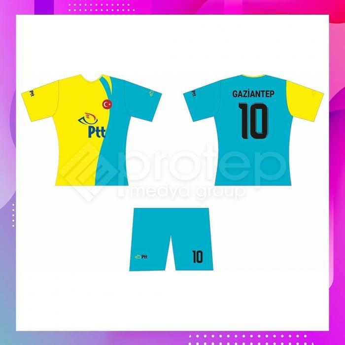 Futbol Kulübü Takım Forma ve Şort (Sarı, Turkuaz)