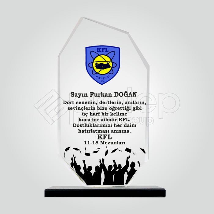 Şeffaf Kristal Cam Okul Mezunları Plaketi