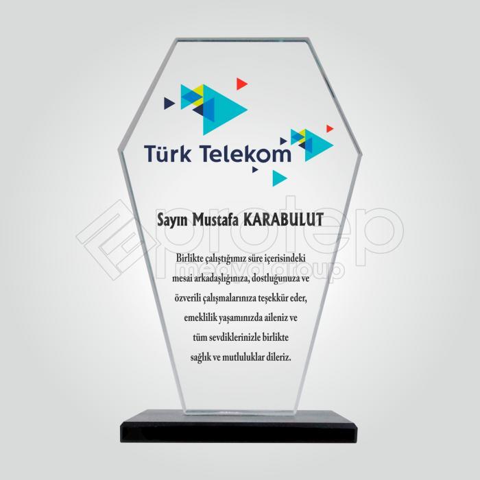 Şeffaf Kristal Cam Şirket Emeklilik Plaketi