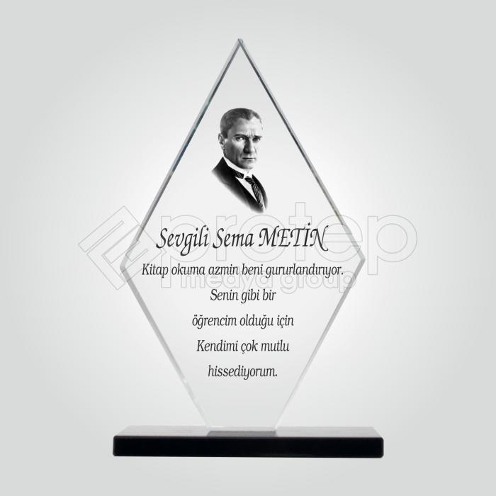 Şeffaf Kristal Cam Öğrenci Takdir Plaketi