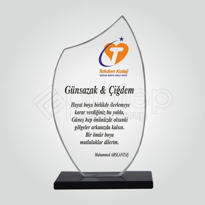 Şeffaf Kristal Cam Abonelik Tebrik Plaketi