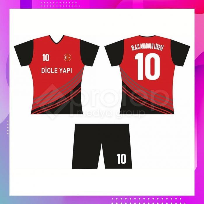 Voleybol Takım Forma ve Şort (Siyah - Kırmızı)