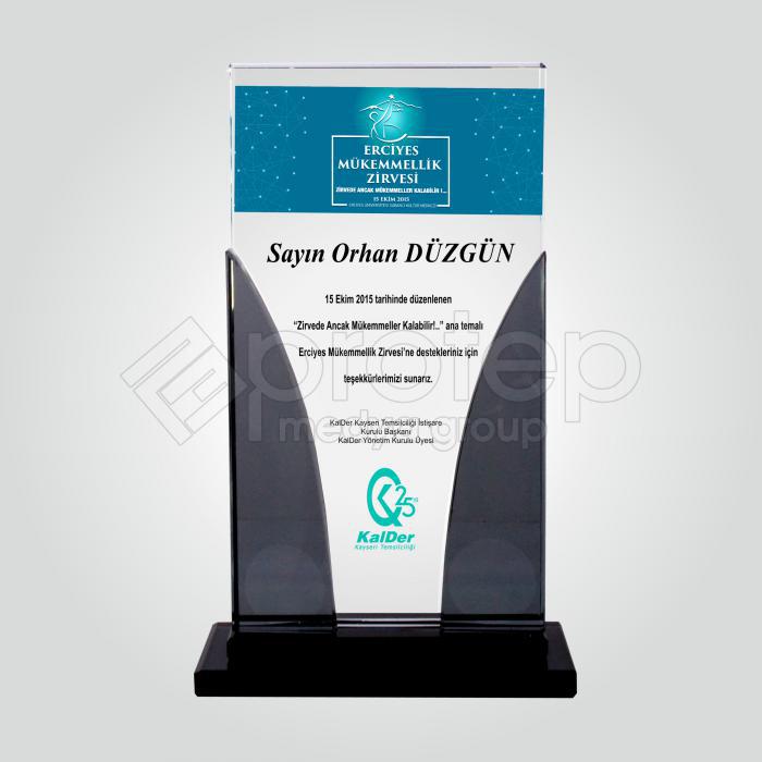 Özel Kesim Çift Cam Kristal Katılım Zirvesi Teşekkür Plaketi