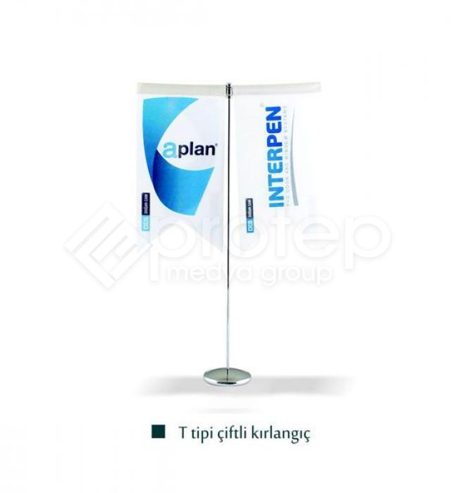 T Tipi Kısa Kırlangıç Masa Bayrağı