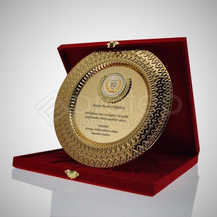 GOLD ALTIN TABAK PLAKET - 30 CM - TB-11