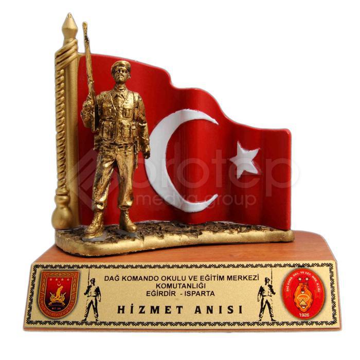 Komando Figürlü Türk Bayraklı Plaket